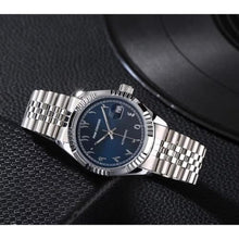 Load image into Gallery viewer, Boyarca Luxury Steel Arabic Numbers Mechanical Watches Automatic Movement Urdu Numerals Mechanical Watch 38mm Men s Wrist Watch with Luminous Waterproof Date (Blue)

