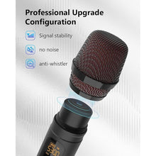 Load image into Gallery viewer, Wireless Microphones, UHF Metal Dual Handheld Cordless Dynamic Karaoke Microphone Wireless, 1/4 &quot;Output for Rechargeable Wireless Microphone, Wedding, Party,DJ, Church, Speech,Class Use, 240ft
