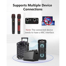 Load image into Gallery viewer, Wireless Microphones, UHF Metal Dual Handheld Cordless Dynamic Karaoke Microphone Wireless, 1/4 &quot;Output for Rechargeable Wireless Microphone, Wedding, Party,DJ, Church, Speech,Class Use, 240ft

