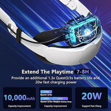 Load image into Gallery viewer, 10000mAh Battery Head Strap for Meta Quest 3s/3 with Cool RGB and Magnetic Battery Design,for Oculus Quest 3/3s Accessories Extra VR Playtime Premium Comfort &amp; Adjustable, Reduce Facial Stress
