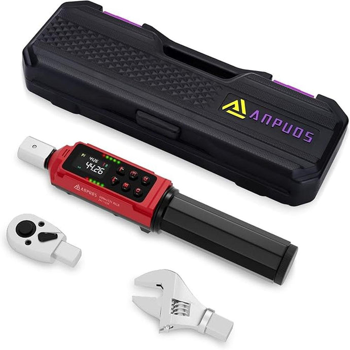 Adjustable Digital Torque Wrench, 0.66-44.29 Ft.lb/0.9-60 Nm, Hvac Torque Wrench with 35mm Jaw, 3/8 Drive Ratchet, ±1% Accuracy, Vibration, Buzzer and LED Indicator for Split AC, Bike, Moto