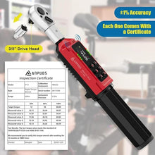 Load image into Gallery viewer, Adjustable Digital Torque Wrench, 0.66-44.29 Ft.lb/0.9-60 Nm, Hvac Torque Wrench with 35mm Jaw, 3/8 Drive Ratchet, ±1% Accuracy, Vibration, Buzzer and LED Indicator for Split AC, Bike, Moto
