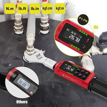 Load image into Gallery viewer, Adjustable Digital Torque Wrench, 0.66-44.29 Ft.lb/0.9-60 Nm, Hvac Torque Wrench with 35mm Jaw, 3/8 Drive Ratchet, ±1% Accuracy, Vibration, Buzzer and LED Indicator for Split AC, Bike, Moto
