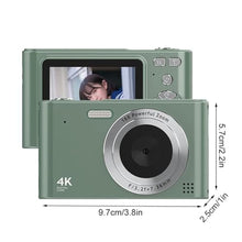 Load image into Gallery viewer, Kavolet 4K Digital Camera, 48MP Digital Video Camera, 16X Digital Zoom Face Detection Motion Detection Built in Flash Battery Pocket Camera for Kids and Teens (Green)
