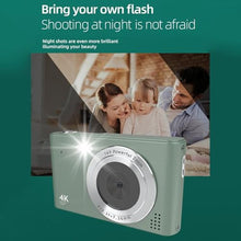 Load image into Gallery viewer, Kavolet 4K Digital Camera, 48MP Digital Video Camera, 16X Digital Zoom Face Detection Motion Detection Built in Flash Battery Pocket Camera for Kids and Teens (Green)
