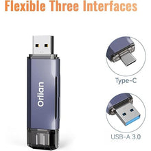 Load image into Gallery viewer, USB 3.0 microSD/SD Card Reader Dual USB A &amp; C Memory Card Reader Adapter 5Gbps Type C TF Card Reader for SD, SDHC, SDXC, RS-MMC, MMC, microSD, microSDHC, microSDXC(SD Card Not Included)

