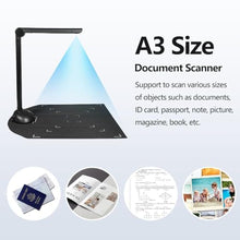 Load image into Gallery viewer, SHUAIGUO Document Camera Book Scanner A3 A4 Size with LED Fill Light HD 16 Mega-pixels High Speed Scanning Support Multi-Language OCR Software USB Port Compatible with Windows for ID Cards Passport Bo
