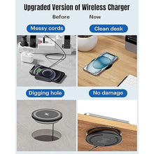 Load image into Gallery viewer, Invisible Wireless Charger, 0-30mm Under Desk Wireless Charger, Dual Uses On or Hidden Under Table Charging Pad for Nightstand for iPhone 16/16 Plus/16 Pro Max/15/14/13/Samsung/Android Phone
