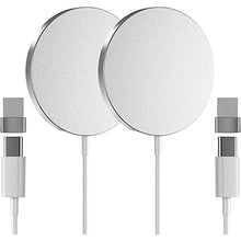 Load image into Gallery viewer, Magnetic Wireless Charger, 15W Max Magnet Fast Charging Pad for iPhone 16 Pro Max/16 Pro/16 Plus/16/15/14/13/12, Slim Mag Quick Charger with USB-A &amp; USB-C Charging Port(Silver-2 Pack)
