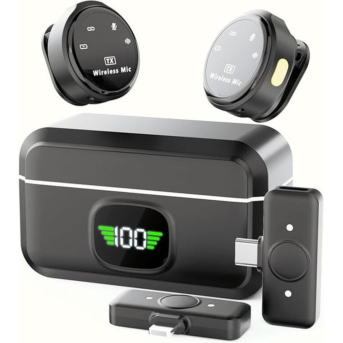 Lavalier Wireless Microphone for iPhone/Camera/PC/Laptop,Lightning/USB-C/Plug,Ultra-Low Latency,360° HD Recording,Intelligent Noise Reduction, Suitable for Video Recording and Streaming