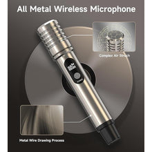 Load image into Gallery viewer, Wireless Microphone, Metal Dynamic Mic System with One-to-One Chip Connection and Rechargeable Receiver, 40H Duration, 200FT Range Receiving, Less Latency Karaoke Microphone for Singing
