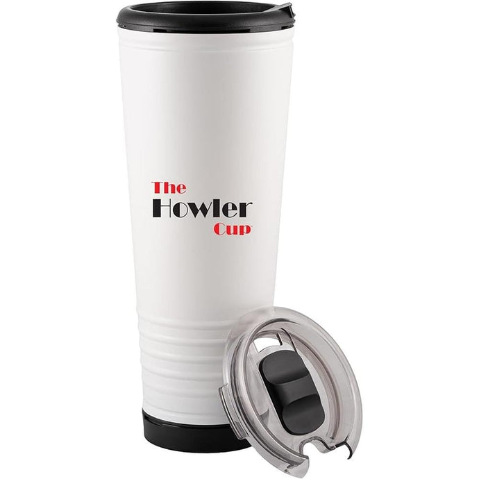 23 oz Fun Tumbler, Insulated Water Bottle, Cold Coffee Mug with Lid | Perfect for Game Day, Stadium Seats, Tailgates | Custom Loud Horn Cup,Sports Fan Cheer (Pearl White)