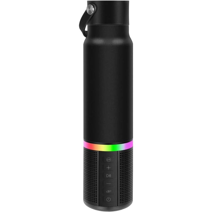 JBM Insulated Water Bottle with Bluetooth Speaker, Leak Proof Straw Lid, RGB LED Lights Stainless Steel Water Bottle for Sports (Black)
