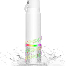 Load image into Gallery viewer, JBM Insulated Water Bottle with Bluetooth Speaker, Leak Proof Straw Lid, RGB LED Lights Stainless Steel Water Bottle for Sports (White)

