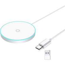 Load image into Gallery viewer, Magnetic Wireless Charger, 15W Magnet Fast Charging Pad for iPhone 16 Pro Max/16 Pro/16 Plus/16/15/14/13/12, Slim Mag Quick Charger with USB-A &amp; USB-C Charging Port (Plastic Charger with LED-White)
