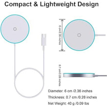 Load image into Gallery viewer, Magnetic Wireless Charger, 15W Magnet Fast Charging Pad for iPhone 16 Pro Max/16 Pro/16 Plus/16/15/14/13/12, Slim Mag Quick Charger with USB-A &amp; USB-C Charging Port (Plastic Charger with LED-White)
