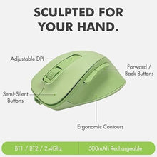 Load image into Gallery viewer, X9 Green Keyboard and Mouse Wireless Combo - Type Comfortably Longer - Ergo Split Keyboard with Soft Wrist Rest for PC, Mac, iOS, Android, Bluetooth/2.4G Rechargeable, Multi-Device - Green
