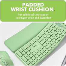 Load image into Gallery viewer, X9 Green Keyboard and Mouse Wireless Combo - Type Comfortably Longer - Ergo Split Keyboard with Soft Wrist Rest for PC, Mac, iOS, Android, Bluetooth/2.4G Rechargeable, Multi-Device - Green
