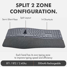 Load image into Gallery viewer, X9 Wireless Ergonomic Keyboard and Mouse Combo - Type Comfortably Longer - Ergo Split Keyboard with Soft Wrist Rest for PC, Mac, iOS, Android, Bluetooth/2.4G Rechargeable, Multi-Device - Gray
