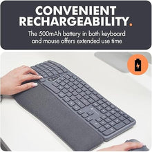 Load image into Gallery viewer, X9 Wireless Ergonomic Keyboard and Mouse Combo - Type Comfortably Longer - Ergo Split Keyboard with Soft Wrist Rest for PC, Mac, iOS, Android, Bluetooth/2.4G Rechargeable, Multi-Device - Gray
