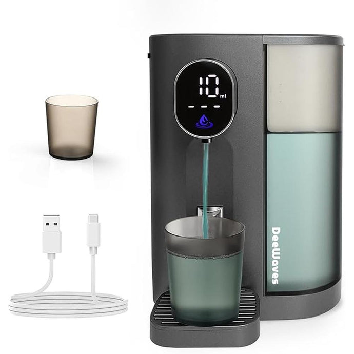 Automatic Mouthwash Dispenser for Bathroom, 20.3 Oz Mouth Wash Dispenser with Magnetic Cups for Kids Adult, 4 Levels, LED Screen, USB Rechargeable Wall Mounted Electric Auto Mouthwash Dispenser Grey
