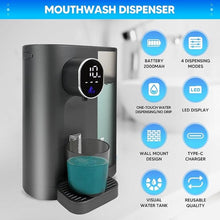 Load image into Gallery viewer, Automatic Mouthwash Dispenser for Bathroom, 20.3 Oz Mouth Wash Dispenser with Magnetic Cups for Kids Adult, 4 Levels, LED Screen, USB Rechargeable Wall Mounted Electric Auto Mouthwash Dispenser Grey
