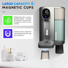 Load image into Gallery viewer, Automatic Mouthwash Dispenser for Bathroom, 20.3 Oz Mouth Wash Dispenser with Magnetic Cups for Kids Adult, 4 Levels, LED Screen, USB Rechargeable Wall Mounted Electric Auto Mouthwash Dispenser Grey
