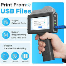 Load image into Gallery viewer, BENTSAI Handheld Inkjet Printer BT-HH6210B 1 Inch (25.4mm) Printhead with 16H Long Endurance for Batch Number Date Logo Barcode QR Code Print on Plastic Cardboard Wood Metal Clothes
