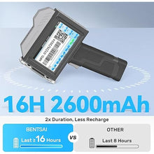 Load image into Gallery viewer, BENTSAI Handheld Inkjet Printer BT-HH6210B 1 Inch (25.4mm) Printhead with 16H Long Endurance for Batch Number Date Logo Barcode QR Code Print on Plastic Cardboard Wood Metal Clothes
