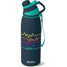 Load image into Gallery viewer, Ottle Reef Roamer Stainless Steel Water Bottle - 34 oz Insulated Flask with Leak Proof Lid, BPA free &amp; Carry Handle - Hot &amp; Cold Gym Water Bottle for Travel, Camping &amp; Sports - Electro Beats
