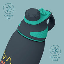 Load image into Gallery viewer, Ottle Reef Roamer Stainless Steel Water Bottle - 34 oz Insulated Flask with Leak Proof Lid, BPA free &amp; Carry Handle - Hot &amp; Cold Gym Water Bottle for Travel, Camping &amp; Sports - Electro Beats
