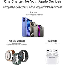Load image into Gallery viewer, 3 in 1 Magnetic Wireless Charging Station, Compact Magnet Fast Charger Stand for iPhone 16/15/14/13/12/AirPods/Apple Watch, Portable Quick Charger Phone Holder for Home Office Travel (Black)
