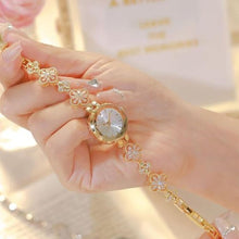 Load image into Gallery viewer, Gosasa Vintage Gold Watch for Women Hollow Four Leaf Chain Bracelet Dainty Small Ladies Dress Quartz Watch Waterproof Luxury Gift (Gold)

