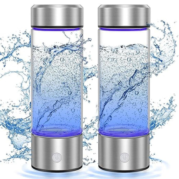 2 Pack Portable Rechargeable Hydrogen Water Bottle Generator [Gifts for Him Her], Water Machine for Home Travel Office Exercise (Silver)