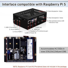 Load image into Gallery viewer, GeeekPi N16 Quad M.2 M-Key NVMe SSD HAT with Metal Case &amp; Active Cooler for Raspberry Pi 5, Support M.2 NVMe M-Key 2230/2242/2260/2280 SSDs
