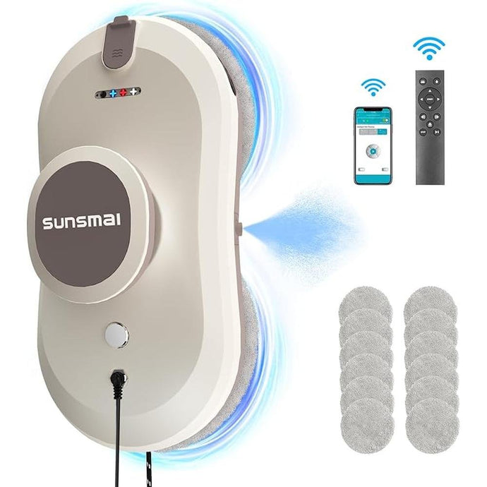 Automatic Window Cleaning Robot with 2800PA Suction, Intelligent Edge Detection 3.0 Path Planning, Water Spray, and Remote Control - Electric Window Cleaner Rotot for Effortless Cleaning