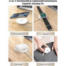 Load image into Gallery viewer, 3 in 1 Magnetic Wireless Charging Pad for iPhone 12-16 Series, Charging Pad for Multiple Devices Mag Safe Wireless Charger Pad for Apple Watch 9/8/7/6/5/4/3/2/SE &amp; AirPods 3/2/Pro(Silver)

