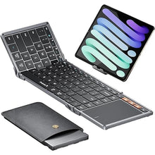 Load image into Gallery viewer, ProtoArc Foldable Keyboard with Touchpad, XK01 TP Folding Portable Keyboard, Full Size Keys, Large Trackpad Bluetooth Travel Keyboard for iPad Laptop PC Tablets - Black Gray
