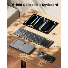 Load image into Gallery viewer, ProtoArc Foldable Keyboard with Touchpad, XK01 TP Folding Portable Keyboard, Full Size Keys, Large Trackpad Bluetooth Travel Keyboard for iPad Laptop PC Tablets - Black Gray

