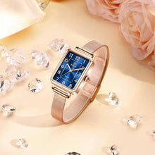 Load image into Gallery viewer, Taxau Rose Gold Women s Rectangular Watch with White Dial Mesh Strap Stainless Steel Womens Small Wrist Watch Vintage Square and Exquisite Waterproof Ladies Dress Watch Reloj Mujer
