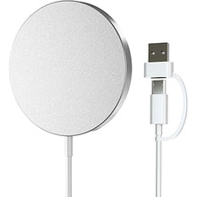 Load image into Gallery viewer, Magnetic Wireless Charger, 15W Max Magnet Fast Charging Pad for iPhone 16 Pro Max/16 Pro/16 Plus/16/15/14/13/12, Slim Mag Quick Charger with USB-A &amp; USB-C Charging Port(Silver-V2)
