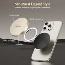 Load image into Gallery viewer, GiGimundo GQ20 Ultra-Slim Magnetic Portable SSD 512GB - Max 20Gbps High-Speed, Compact Stylish USB-C External Drive for Windows, Mac, Android – Round Design, Fast File Transfer
