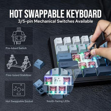 Load image into Gallery viewer, EPOMAKER Split65 QMK/VIA Programmable Keyboard, Wireless Mechanical Keyboard in 2.4Ghz/Bluetooth/Type-C, Ergonomic Gaming Keyboard in Split Layout with RGB Backlit (Wisteria Linear Switch)
