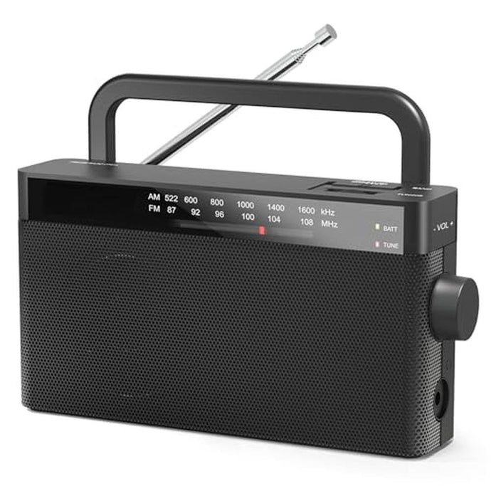 Goodes Portable AM/FM Radio with Best Reception - Battery Operated & USB Powered Transistor Radio - Loud Speaker, Large Knob & Headphone Jack - Perfect for Elderly, Home, Emergency, Gifts