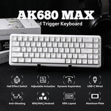 Load image into Gallery viewer, MechLands AK680 MAX Wired Gaming Keyboard with Hall Effect Switch, Rapid Trigger Magnetic Keyboard with 8K Polling Rate, Top Structure, RGB Backlight (White)
