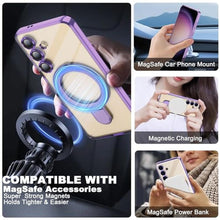 Load image into Gallery viewer, ETPESOK Compatible with Samsung Galaxy S25 Plus Case with Magnetic Ring Stand Compatible with Mag-Safe Full Camera Lens Protector Plating Clear Phone Case for S25 Plus 6.7 , Light Purple
