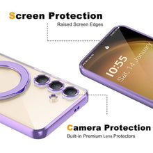 Load image into Gallery viewer, ETPESOK Compatible with Samsung Galaxy S25 Plus Case with Magnetic Ring Stand Compatible with Mag-Safe Full Camera Lens Protector Plating Clear Phone Case for S25 Plus 6.7 , Light Purple
