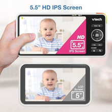 Load image into Gallery viewer, VTech Smart WiFi Baby Monitor, 2K Camera, 5.5-inch HD IPS Screen, Crystal Clear Infrared Night Vision, Pan-Tilt, 24x Zoom, 2-Way Talk, Multi-color Night Light, Soothing Sounds, Free App: Smart HD Plus
