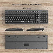 Load image into Gallery viewer, Wired Computer Keyboard, Full Size USB Quiet Keyboard with Number Pad,Slim Compact Soft Basic Laptop Keyboard for Windows PC Office Desktop (Black)
