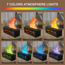 Load image into Gallery viewer, 3D Flame Fireplace Humidifier Quiet Aroma Diffuser with Controller 150ml Essential Oil Diffuser Colorful Light Modes for Home Office(Black)
